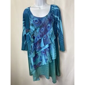 Closet Full Womens Tunic Shirt Size XL Fairycore Ethereal Butterfly Sequins Boho